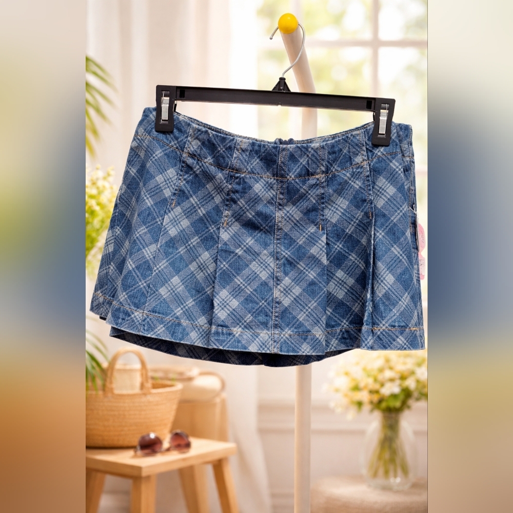 NWT Altr'd State Blue Plaid Women's Skirt